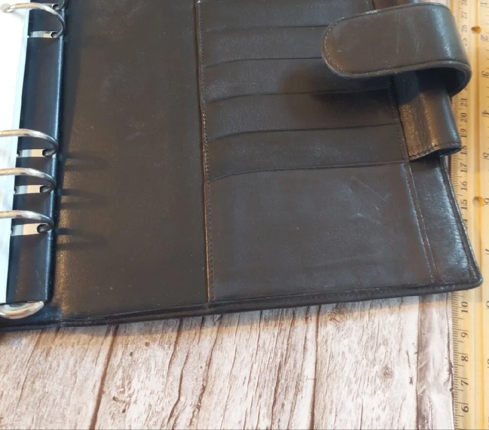 Montblanc Black Leather Filofax/ Organizer Platinum Corner Logo 8